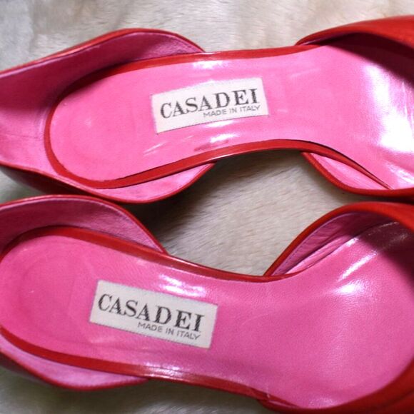 Casadei Red Patent Leather Kitten Heels Pointed Toe Vintage Designer 8.5/7 - Picture 14 of 14